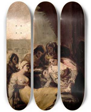 Triptych art skateboard deck of Francisco De Goya Saint Isabel Of Portugal Healing The Wounds Of A Sick Woman by Francisco de Goya (1746-1828)