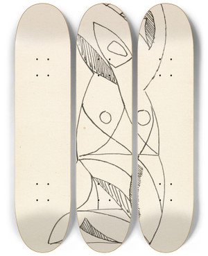 Triptych art skateboard deck of Henri Gaudierbrzeska Kneeling Female Figure by Henri Gaudier-Brzeska (1891-1915)