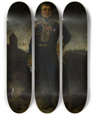Triptych art skateboard deck of Eugne Devria Portrait Du Gnral Josephlopold Sigisbert Hugo by Eugene Deveria (1805-1865)