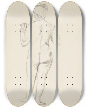 Triptych art skateboard deck of Adolf Sternschuss Akt Stojcej Kobiety_12 by Adolf Sternschuss (1873-1915)