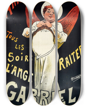 Triptych art skateboard deck of Alfred Choubrac Ambassadeurs Tous Les Soirs Lange Gabriel Raiter by Alfred Choubrac (1853-1902)
