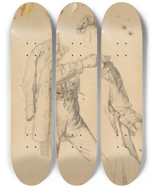 Triptych art skateboard deck of Johann Baptist Kirner Studies Of A Baden Irregular Dog Study by Johann Baptist Kirner (1806-1866)