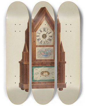 Triptych art skateboard deck of Lorenz Rothkranz Shelf Clock by Lorenz Rothkranz