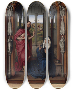 Triptych art skateboard deck of Rogier Van Der Weyden The Altar Of Our Lady Miraflores Altar_1 by Rogier van der Weyden (1399-1464)
