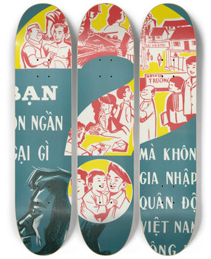 Triptych art skateboard deck of Us Information Agency Recruiting Poster_2 by U S Information Agency (1953-1999)