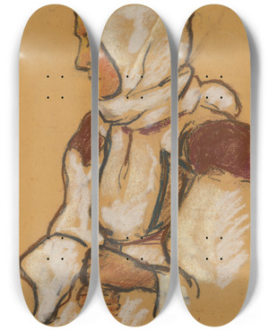 Triptych art skateboard deck of Zolo Palugyay Woman From Liptov by Zolo Palugyay (1898-1935)