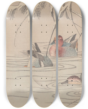 Triptych art skateboard deck of Imao Keinen Keinen Kach Gafu Pl155 by Imao Keinen (1845-1924)