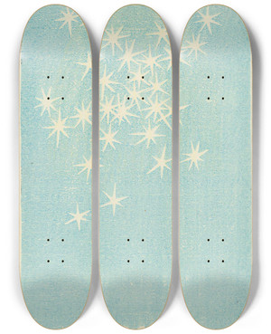 Triptych art skateboard deck of Jinta Hirayama Illustrated Catalogue Of Daylight Bomb Shells No 48 by Jinta Hirayama (19-)