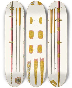 Triptych art skateboard deck of Fedor Grigoryevich Solntsev Pantsershtekher I Konchar by Fedor Grigoryevich Solntsev (1801-1892)