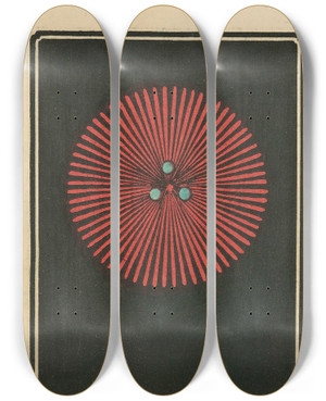 Triptych art skateboard deck of Jinta Hirayama Night Fireworks No 19 by Jinta Hirayama (19-)