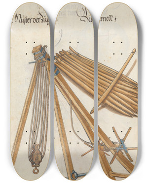 Triptych art skateboard deck of Jorg Kolderer Maximiliani Konig Zeughauss Pl39 by Jorg Kolderer (1465-1540)