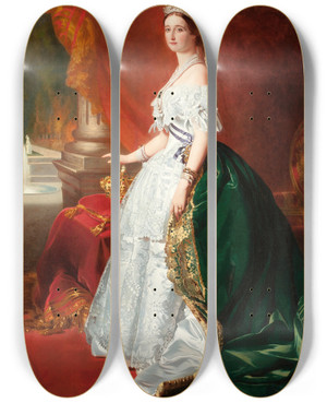 Triptych art skateboard deck of Follower Of Franz Xaver Winterhalter Portrait En Pied De Limpratrice Eugnie by Follower Of Franz Xaver Winterhalter (1805-1873)