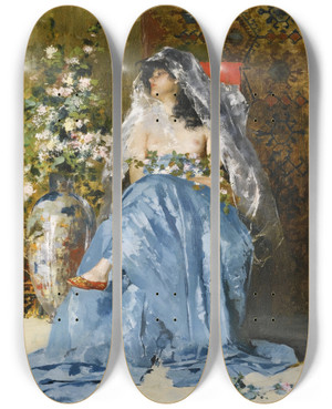 Triptych art skateboard deck of Vincenzo Irolli Reverie by Vincenzo Irolli (1860-1949)