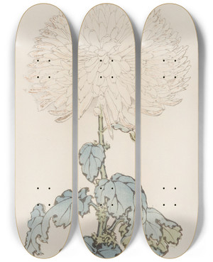 Triptych art skateboard deck of Keika Hasegawa Keika Hyakugiku Pl19 by Keika Hasegawa (1892-1905)