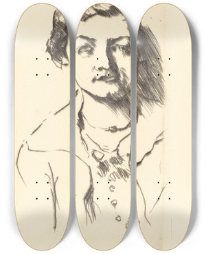 Triptych art skateboard deck of Lovis Corinth Portrait Of A Young Lady Anneliese Halbe by Lovis Corinth (1858-1925)