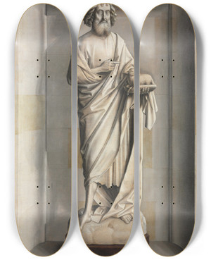 Triptych art skateboard deck of Dieric Bouts Saint John The Baptist by Dieric Bouts (1415-1475)