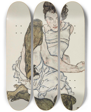 Triptych art skateboard deck of Egon Schiele Handzeichnungen by Egon Schiele (1890-1918)