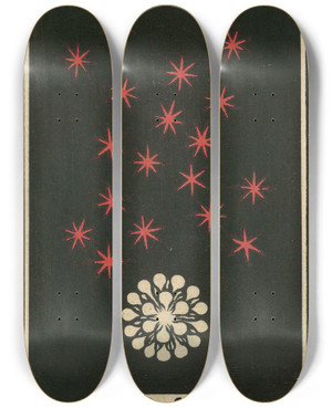 Triptych art skateboard deck of Jinta Hirayama Night Fireworks No 86 by Jinta Hirayama (19-)