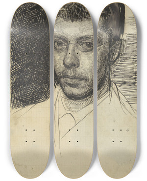 Triptych art skateboard deck of Jan Veth Portret Van Ch M Van Deventer by Jan Veth (1864-1925)
