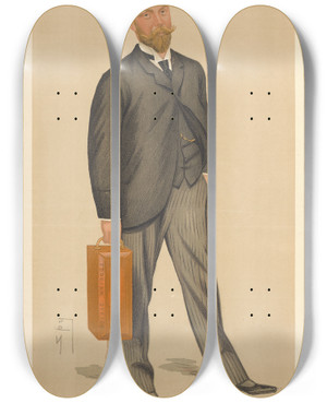 Triptych art skateboard deck of Leslie Matthew Ward Politicians Foreign Affairs Mr James William Lowther 19 December 1891 by Leslie Matthew Ward (1851-1922)
