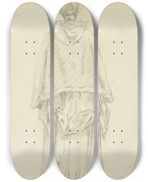 Triptych art skateboard deck of Daniel Nikolaus Chodowiecki Stehende Frau Mit Umhang In Rckansicht_2 by Daniel Nikolaus Chodowiecki (1726-1801)