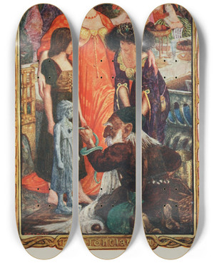 Triptych art skateboard deck of Henry Justice Ford The Tontlawald by Henry Justice Ford (1860-1941)
