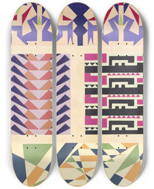 Triptych art skateboard deck of Mizuki Heitaro Abstract Pattern Portfolio Pl27 by Mizuki Heitaro (20-)