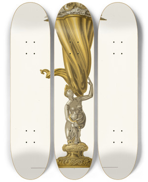 Triptych art skateboard deck of Fedor Grigoryevich Solntsev Kubok Prislannyi Tsariu Alekseiu Mikhailovichu Ot Datskoi Korolevy Khristiny V 1648 Godu by Fedor Grigoryevich Solntsev (1801-1892)