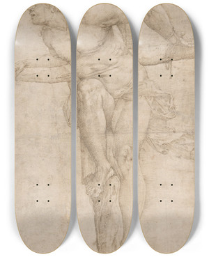 Triptych art skateboard deck of Battista Franco The Penitent Thief On The Cross by Battista Franco (1510-1561)