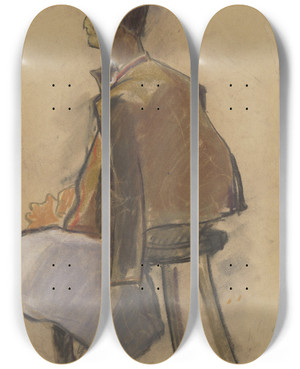 Triptych art skateboard deck of Zolo Palugyay Resting Young Man by Zolo Palugyay (1898-1935)
