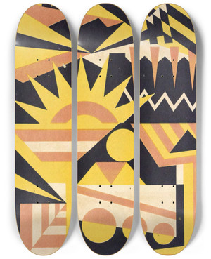Triptych art skateboard deck of Mizuki Heitaro Abstract Pattern Portfolio Pl05 by Mizuki Heitaro (20-)