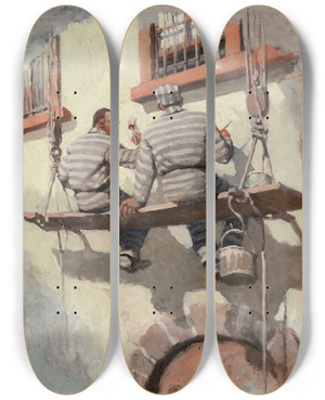 Triptych art skateboard deck of N C Wyeth He Talked With His Eyes by N C Wyeth (1882-1945)