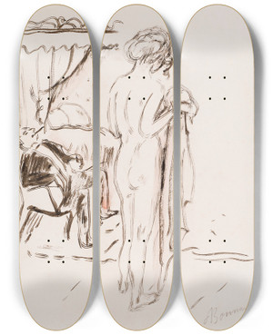 Triptych art skateboard deck of Pierre Bonnard Nu Debout_2 by Pierre Bonnard (1867-1947)