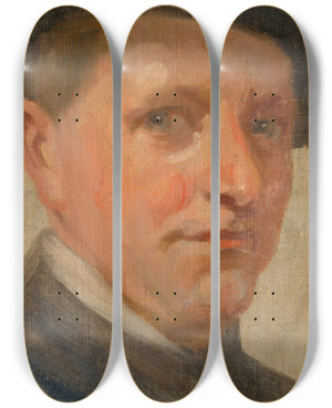 Triptych art skateboard deck of Udovt Pitthordt Head Study Of A Man_2 by udovt Pitthordt (1860-1946)
