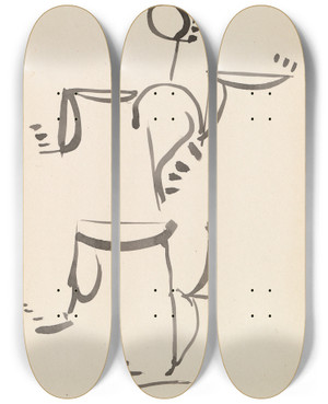 Triptych art skateboard deck of Henri Gaudierbrzeska Male Dancing Figure by Henri Gaudier-Brzeska (1891-1915)