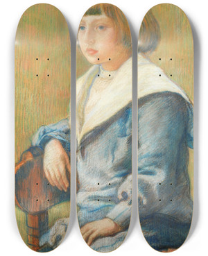 Triptych art skateboard deck of Theo Van Rysselberghe Portrait Denfant by Theo Van Rysselberghe (1862-1926)