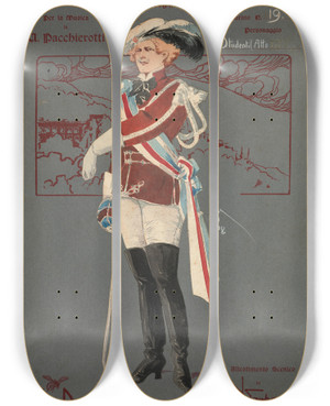 Triptych art skateboard deck of Pipein Gamba Studenti Atto Iii_1 by Pipein Gamba (1868-1954)