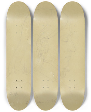 Triptych art skateboard deck of Karl Sandhaas Bildnis Des Malers Carl Mosler Aus Koblenz by Karl Sandhaas (1801-1859)