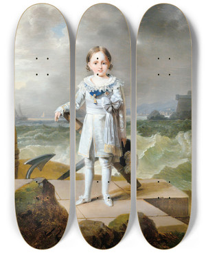 Triptych art skateboard deck of Franois Joseph Kinson Portrait Of Prince Napolonlouis Bonaparte by Francois Joseph Kinson (1770-1839)