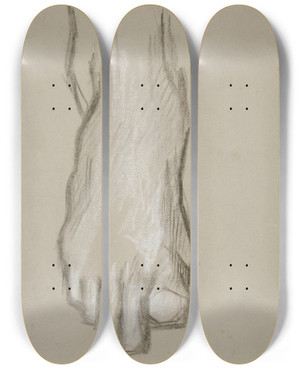 Triptych art skateboard deck of Edwin Austin Abbey Sketch Of Afoot by Edwin Austin Abbey (1852-1911)