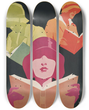 Triptych art skateboard deck of Robert Edward Lee Books For Everyone by Robert Edward Lee (19-)