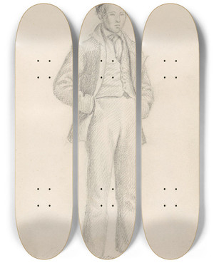 Triptych art skateboard deck of Adolph Tidemand Stende Ung Mann by Adolph Tidemand (1814-1876)