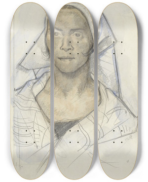Triptych art skateboard deck of Richard Nicolas Roland Holst Portret Van Een Vrouw Met Hoofddoek_1 by Richard Nicolaus Roland Holst (1868-1938)