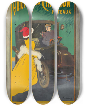 Triptych art skateboard deck of Leonetto Cappiello Automobiles Charron Ltd by Leonetto Cappiello (1875-1942)