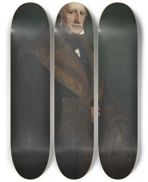 Triptych art skateboard deck of Georg Von Rosen The Artists Father Col Count Eugne Von Rosen At The Age Of 71 by Georg Von Rosen (1843-1923)