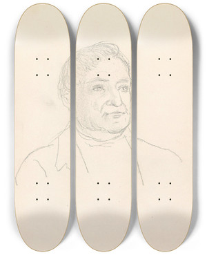 Triptych art skateboard deck of Adolph Tidemand Male Portrait_5 by Adolph Tidemand (1814-1876)
