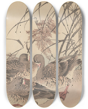 Triptych art skateboard deck of Imao Keinen Keinen Kach Gafu Pl004 by Imao Keinen (1845-1924)