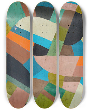 Triptych art skateboard deck of Otto Freundlich Petite Composition by Otto Freundlich (1878-1943)