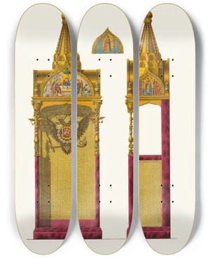 Triptych art skateboard deck of Fedor Grigoryevich Solntsev Tsarskoe Mesto Nakhodiashcheesia V Moskovskom Blagoveshchenskom Sobore by Fedor Grigoryevich Solntsev (1801-1892)