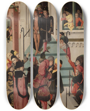 Triptych art skateboard deck of North Netherlandish School Christ Presented To The People by Netherlandish School